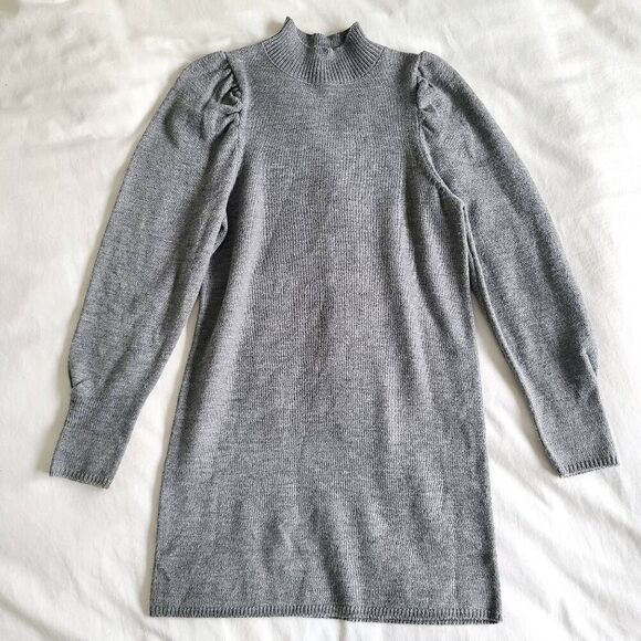 Wayf Dresses & Skirts - Wayf Sweater Dress‎ Womens XS Gray Knit Long Sleeve Turtleneck Acrylic Pullover